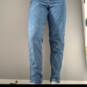 mom high ankle denim blue jeans from h&m